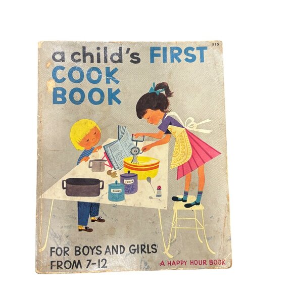 Vintage Childs First Cookbook 1950s Happy Hour Book For Boys & Girls Ages 7-12 B - Picture 1 of 12